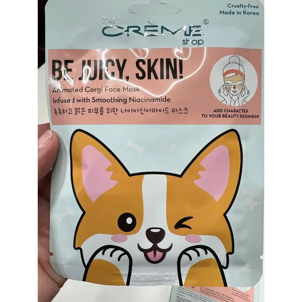 The Crème Shop Be Juicy Skin Corgi Face Masks Set of 2 Niacinamide K Beauty